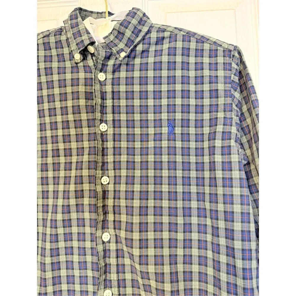 Ralph Lauren Boys Plaid Button Down Shirt Medium (10-12) Preppy Classic